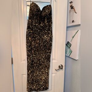 Fashion Nova Gold and Black Sequin Dress